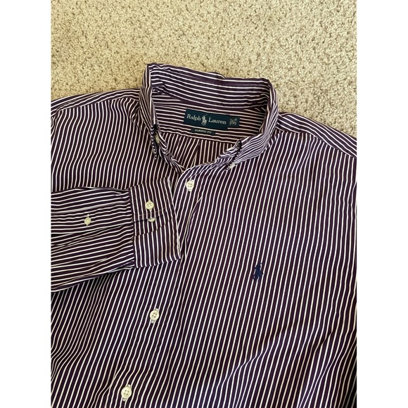 Ralph Lauren Other - Ralph Lauren Men's Button Down 16.5 34/35 Purple Striped Classic Fit Shirt Pony